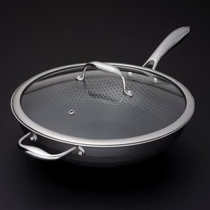 12 inch hybird wok with glass lid 